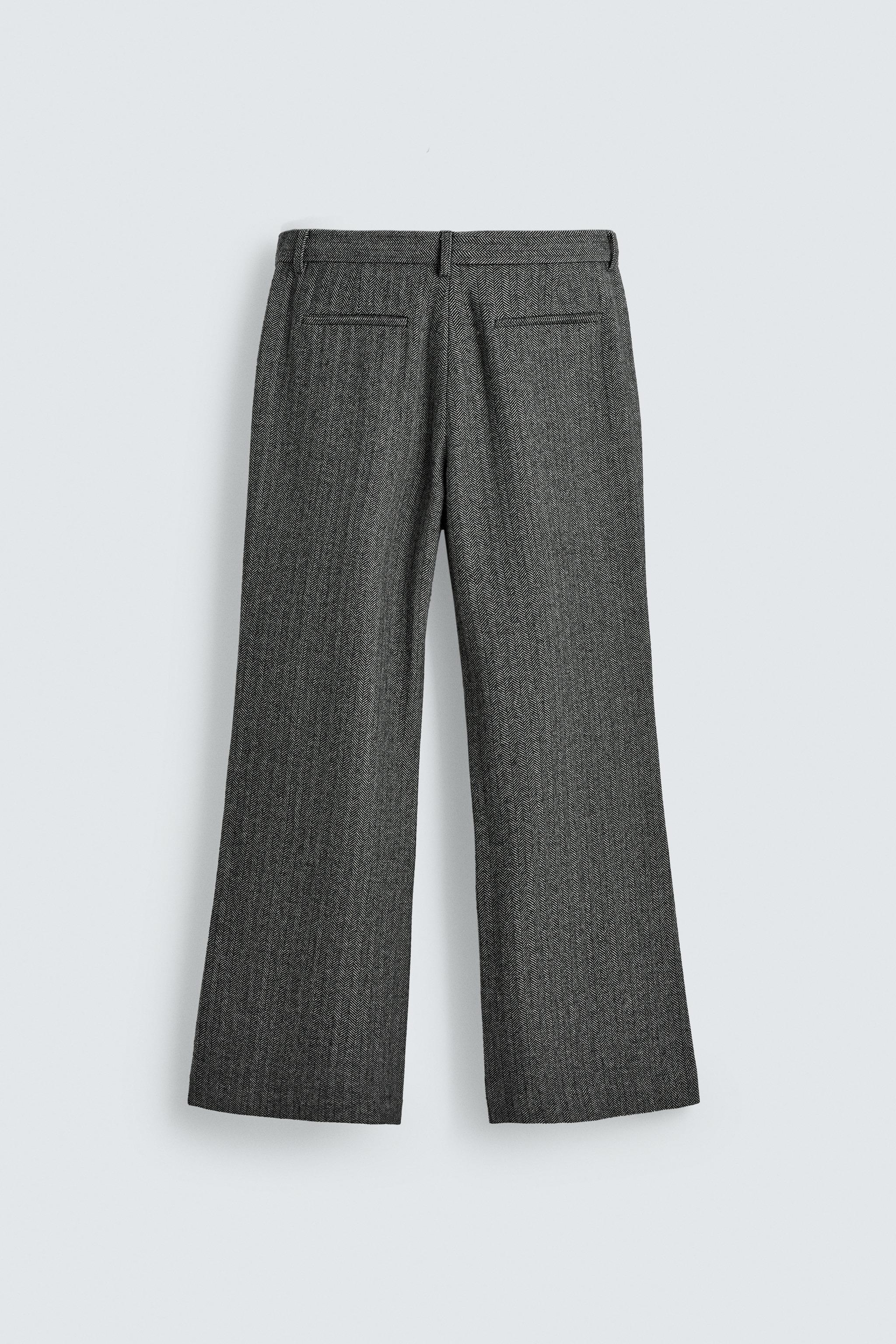 HERRINGBONE WOOL BLEND SUIT PANTS